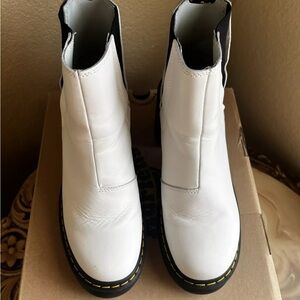 DR MARTENS Flared Heel Chelsea White Spence Leather Platform Boots US Size 7